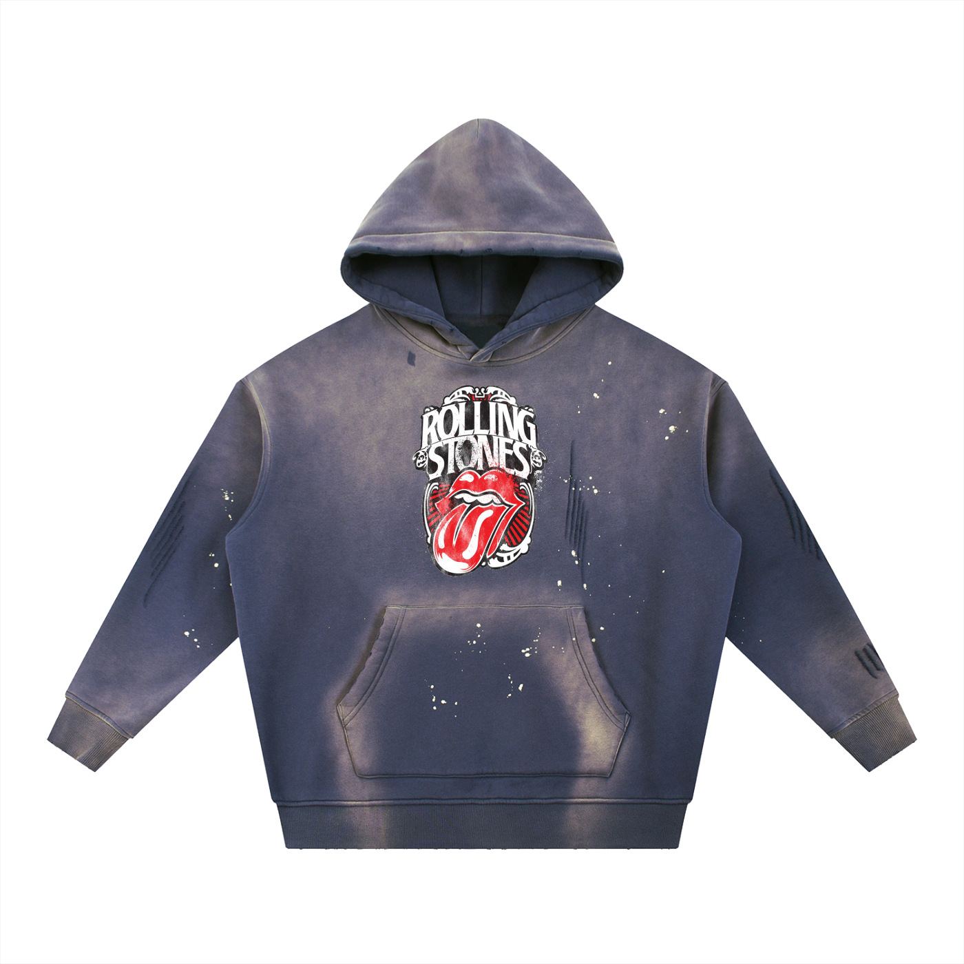 Vintage Washed Frayed Fleece Hoodie