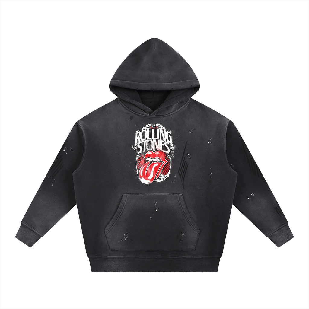 Vintage Washed Frayed Fleece Hoodie